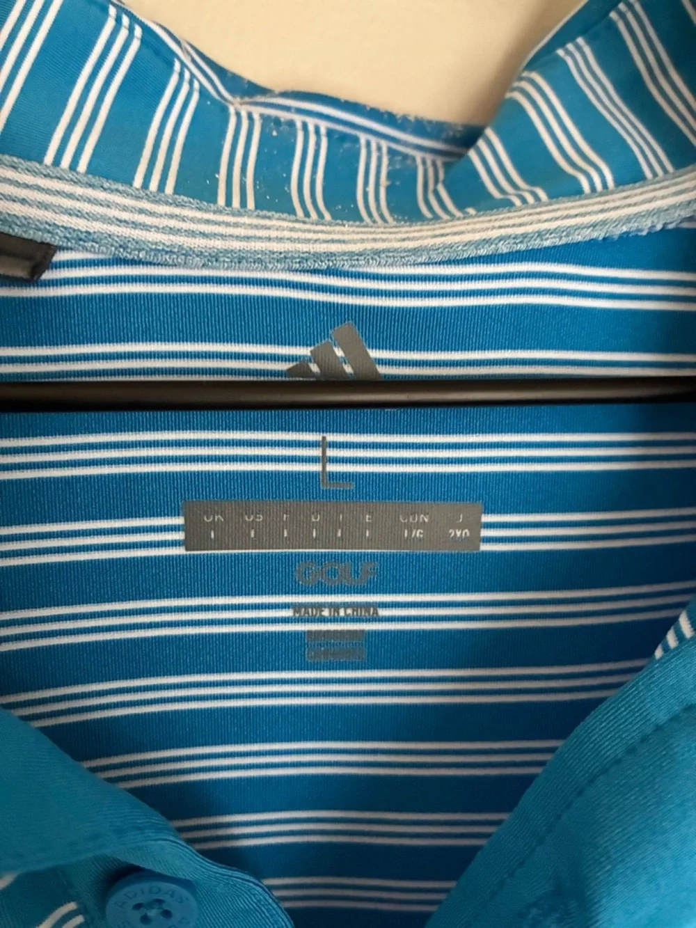 Adidas Blue‎ and White Striped Golf Polo Shirt Size Large